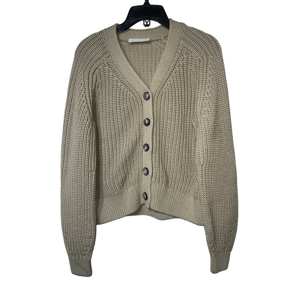 Everlane The Textured Cotton Cardigan in Field Green Medium New - Picture 4 of 10